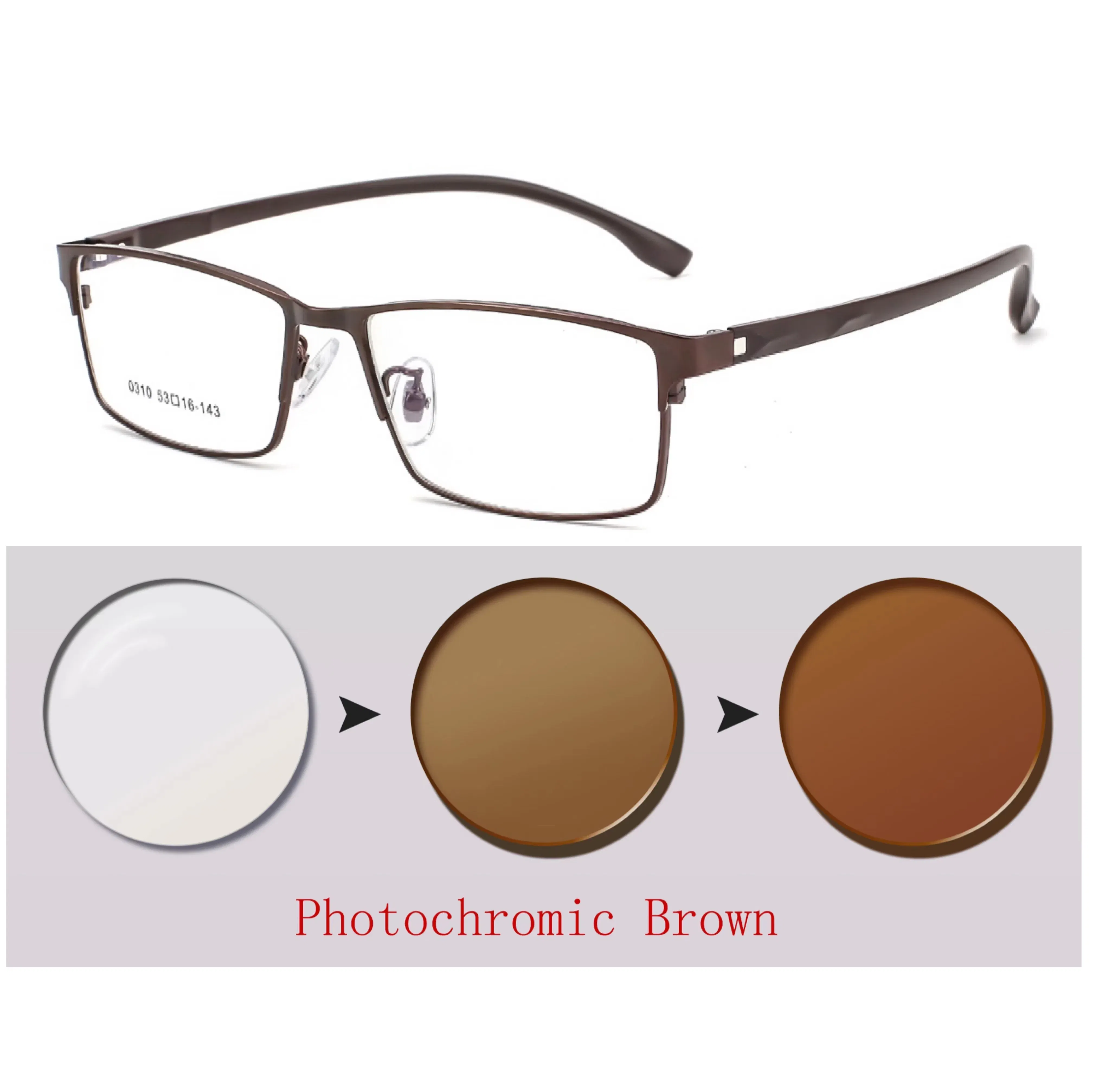 Frame Color: Red, Ships From: CHINA, Eye Prescription: +450 - New Finished Myopia Sun Photochromic Glasses Fashion Chameleon Gray Lens Metal Legs With Degrees Sunglasses -1 -1.5 -2.0 -2.5 -3