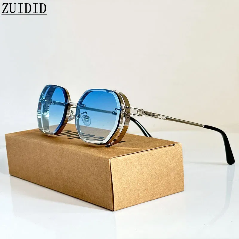 Lenses Color: PURPLE, Ships From: CHINA, Frame Color: other - 2024 Steampunk Sunglasses For Men Fashionable Square Punk Fashion Glasses Designer Sunglasses Women Trendy Gafas De Sol Hombre