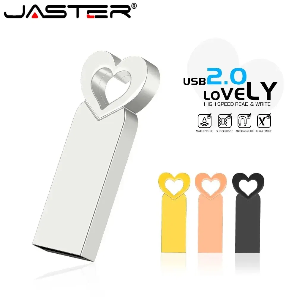 Capacity: 32GB, Color: Silver - Mini Metal Heart Shaped USB Flash Drive 64GB Black Portable Pen Drive 32GB High Speed Memory Stick 16GB Waterproof USB Stick