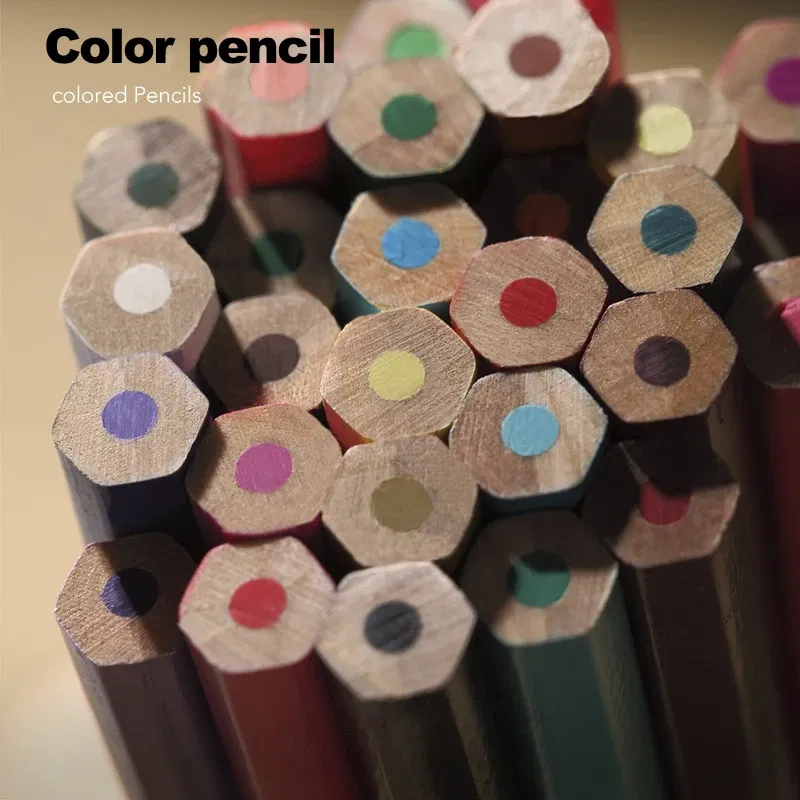 Color: Yellow - 12/24/48/72 Colors Color pencil  DIY set includes: Wooden Color Pencil Sharpener Eraser School Office Supplies Art Stationery