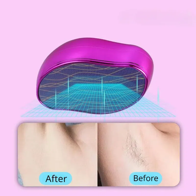 Color: Brown - Hot Crystal Physical Hair Removal Eraser Glass Hair Remover Painless Epilator Easy Cleaning Reusable Body Care Depilation Tool