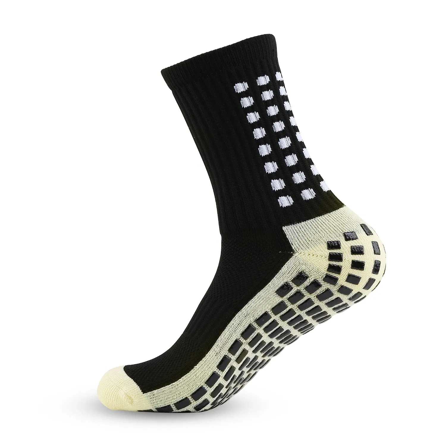 Color: Beige - Anti-slip Soccer Women Men Outdoor Sport Grip Football Yoga Socks