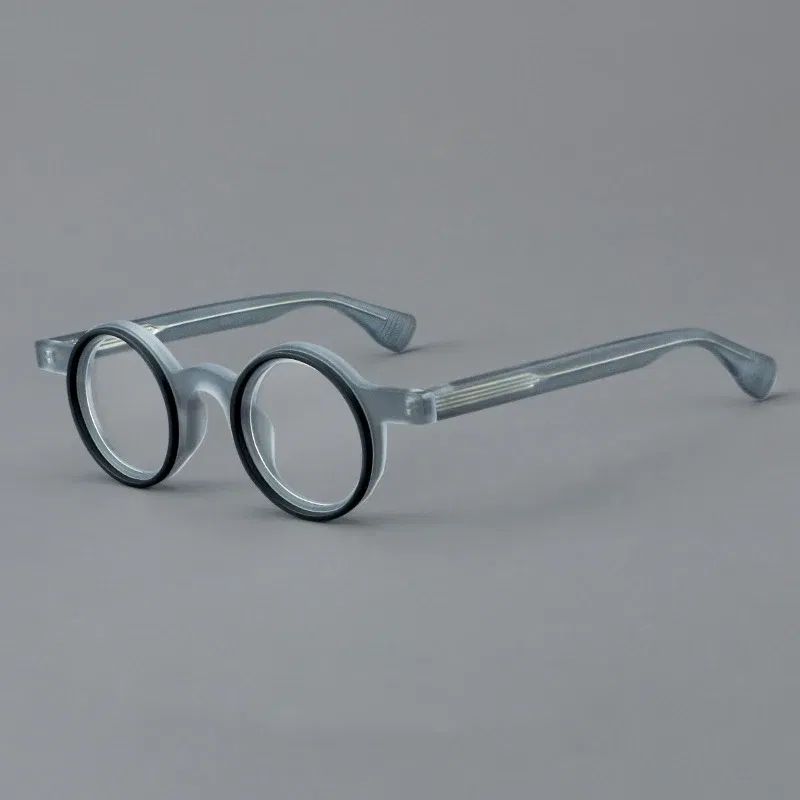 Frame Color: WHITE, Eye Prescription: +125 - VCKA Round Acetate Photochromic Reading Glasses Frame Men Prescription Anti-blue Eyeglasses Women Custom Eyewear +0.50 to+6.0