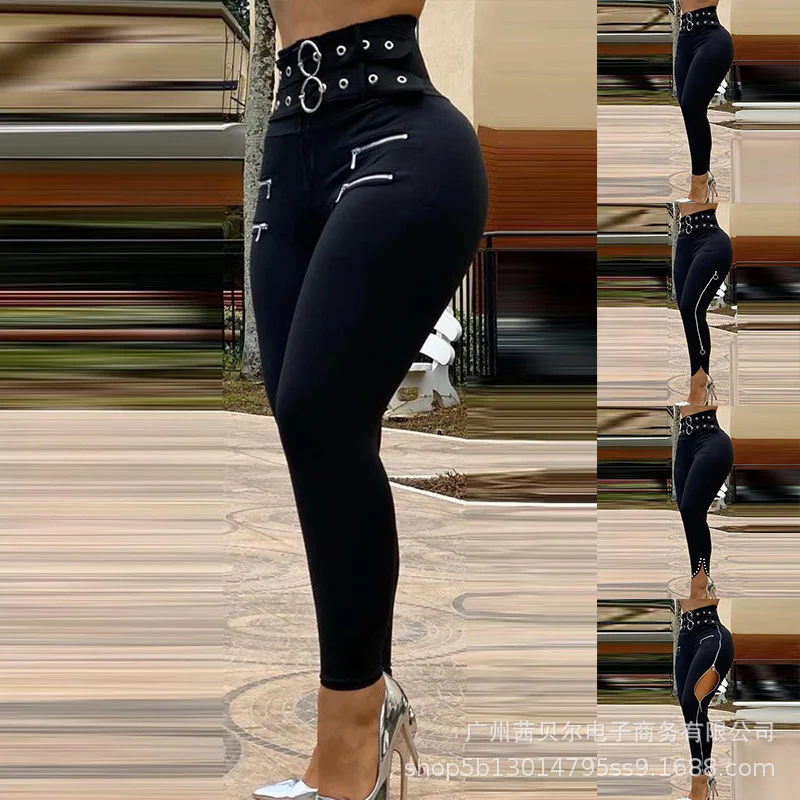 Color: black, Size: XL - Leggings Women Long Pants Pencil Pant Sheath High Tight Waist Slim Bodycon Sexy Casual High Waist Elegant Club Y2k Streetwear