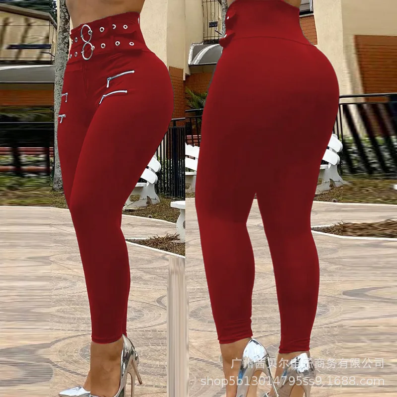 Color: black, Size: XL - Leggings Women Long Pants Pencil Pant Sheath High Tight Waist Slim Bodycon Sexy Casual High Waist Elegant Club Y2k Streetwear