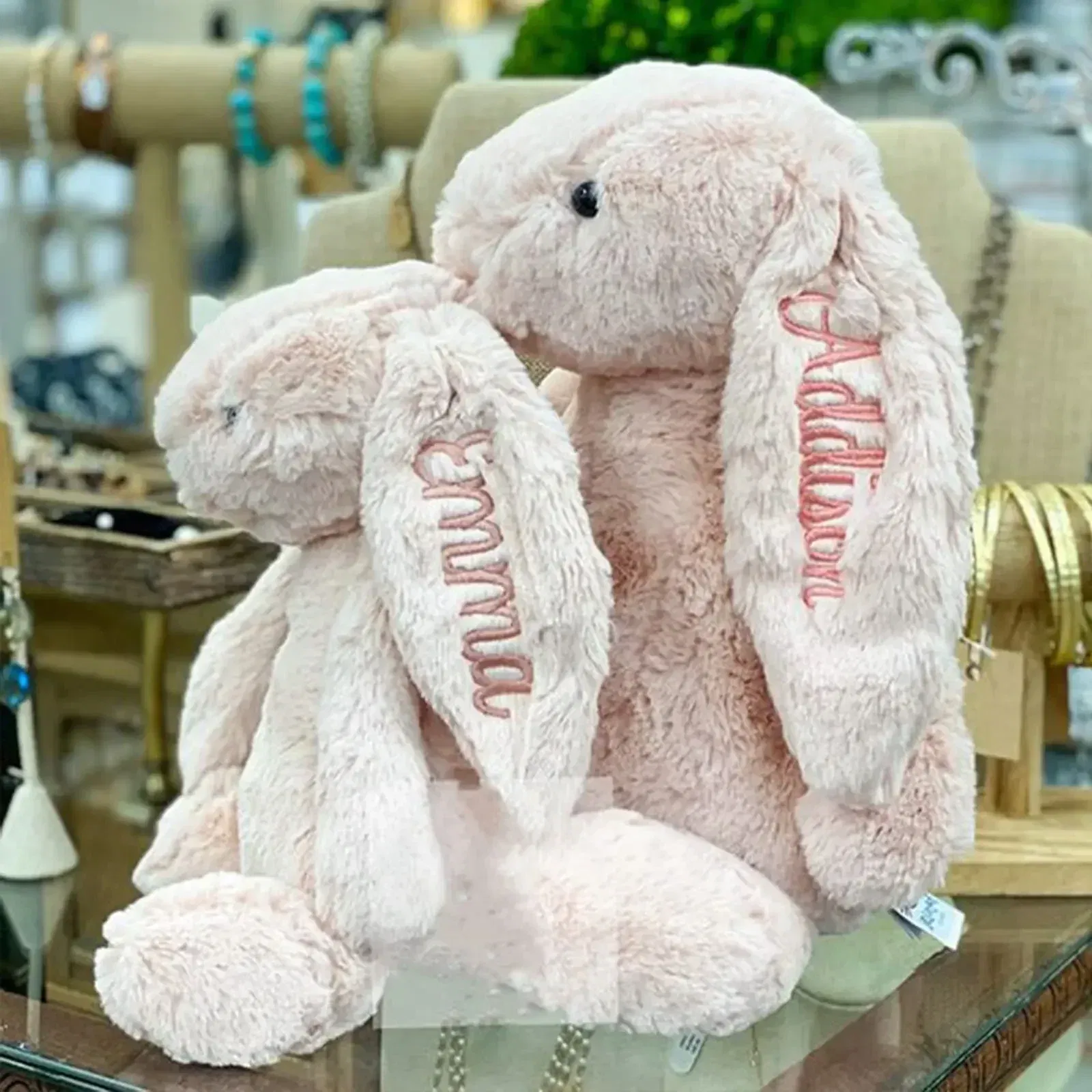 Color: WHITE, Ships From: CN, Height: 31cm-50cm - Personalied Baby Gifts Embroidered Plush Bunny Toys with Kids Customized Name First Easter Boys Girls Birthday Gifts Children