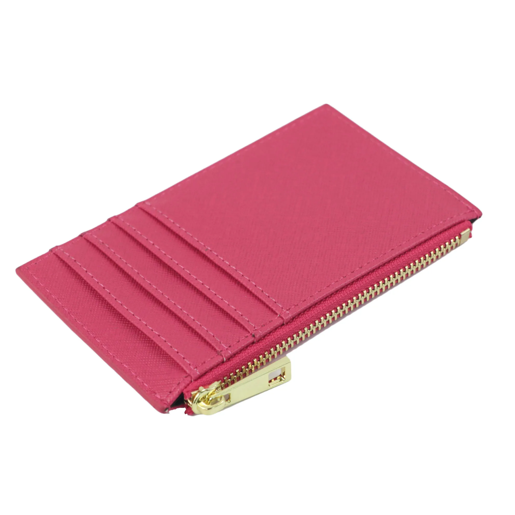 Color: multi - Custom Name Saffiano Leather Zip CardHolder Multiple Colors Ultra Thin Coin Purse Drop Shipping Small  Women Credit Card Wallet