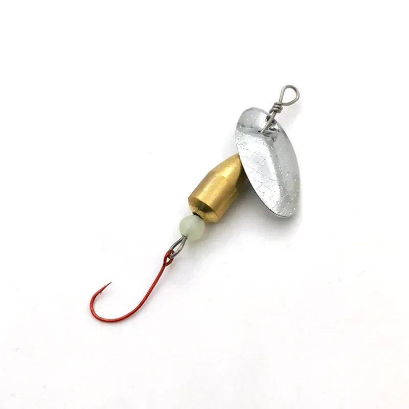 Color: WHITE - OUTKIT 1Pcs Spinner Spoon Metal Bait Micro Fishing Lure Small Sequins Copper Long Shot Baits For Bass Trout Perch Pike Rotating