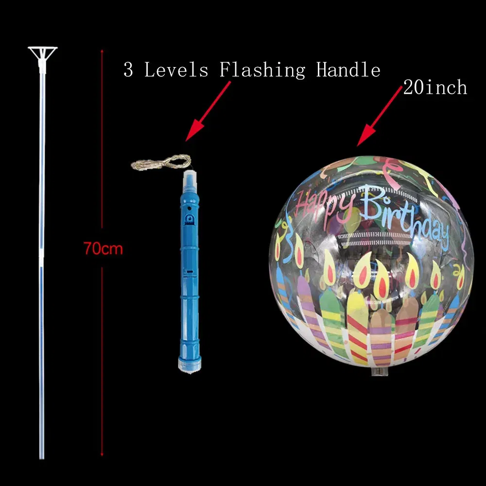 Color: light green, Ballon Size: 10inch, Shape: Number - 1/5/10/20/30pcs LED Light Up BoBo Balloons Colorful 3 Levels Flashing Handle 20 Inches Bubble Balloon 70cm Stick
