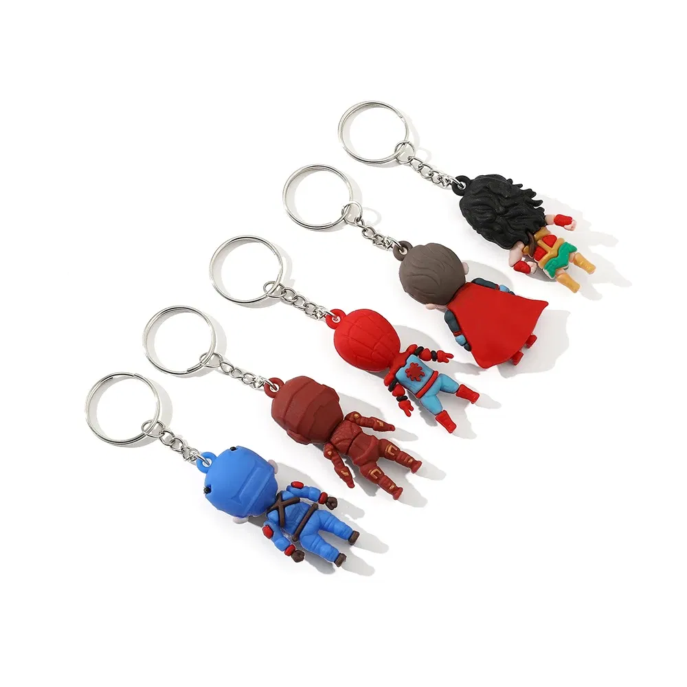 Color: Red, Ships From: CHINA - Marvel Superhero Keychain Avengers Cartoon Doll Iron Man Spiderman Keyrings for Backpack Accessories Key Holder Kid Gift