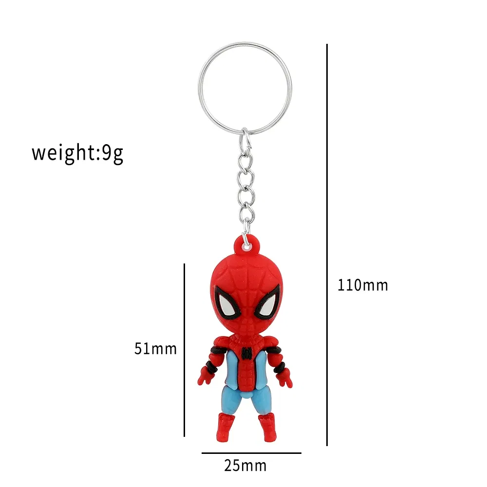 Color: Red, Ships From: CHINA - Marvel Superhero Keychain Avengers Cartoon Doll Iron Man Spiderman Keyrings for Backpack Accessories Key Holder Kid Gift