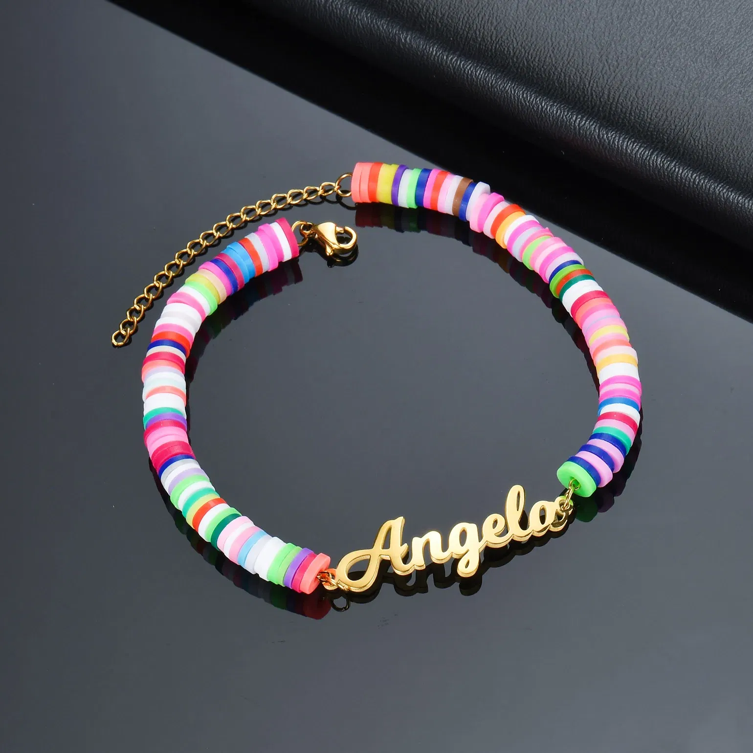Metal Color: pink, Length: 19.5CM, Main Stone Color: Silver - Atoztide Personalized Custom Name Bracelet for Women Men Stainless Steel 10mm Cuban Chain Nameplate Handmade Bangle Jewelry Gift