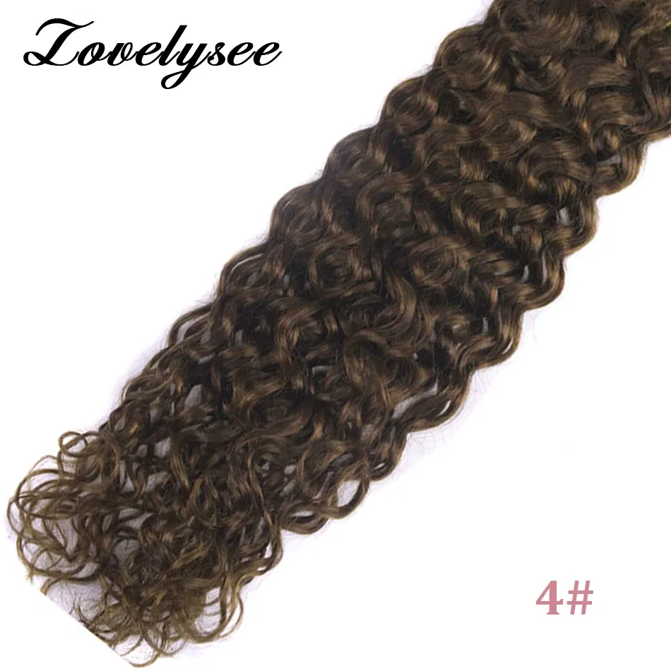 Color: #4, Length: 18 inches, Items per Package: 40 pcs - Water Wave Tape in Human Hair Extensions 2g/pcs Dark Brown Real Human Hair Adhesive Invisible Keratin Hair Extensions for Women