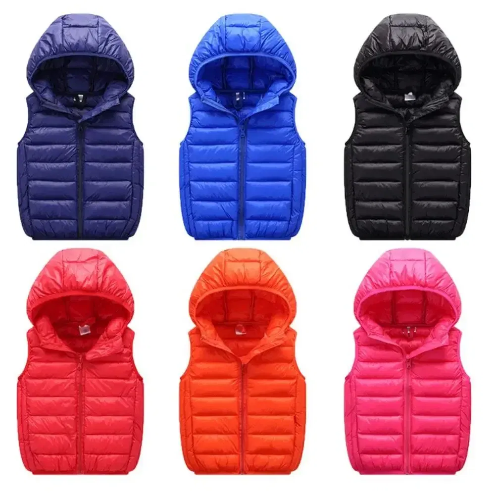 Color: Red, Kid Size: 4T - Fall Solid Waistcoat Children Outerwear Winter Coats Kids Clothes Warm Boys and Girls Hooded Vest for Age 2-12 Years Old
