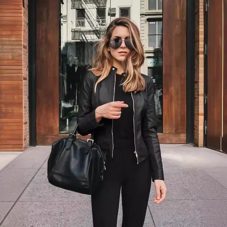 Color: green, Size: XXL - Womens Spring Full Long Sleeve Jacket Coat Autumn Leather Blazer Winter Zipper Outwear Suit Cardigan Female  Jackets