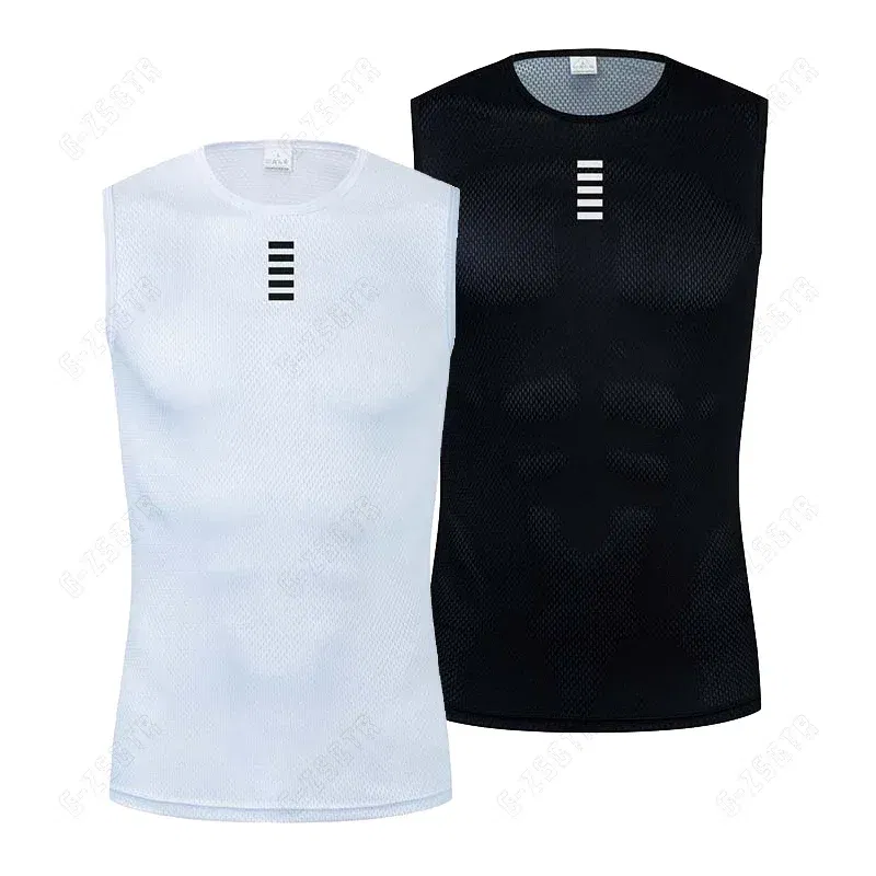 Color: Black, Size: XXXL - Cycling Base Layers Reflective Vest White Cycling Jersey Undershirt Quick Dry Elastici Vest Road Bike Jerseys