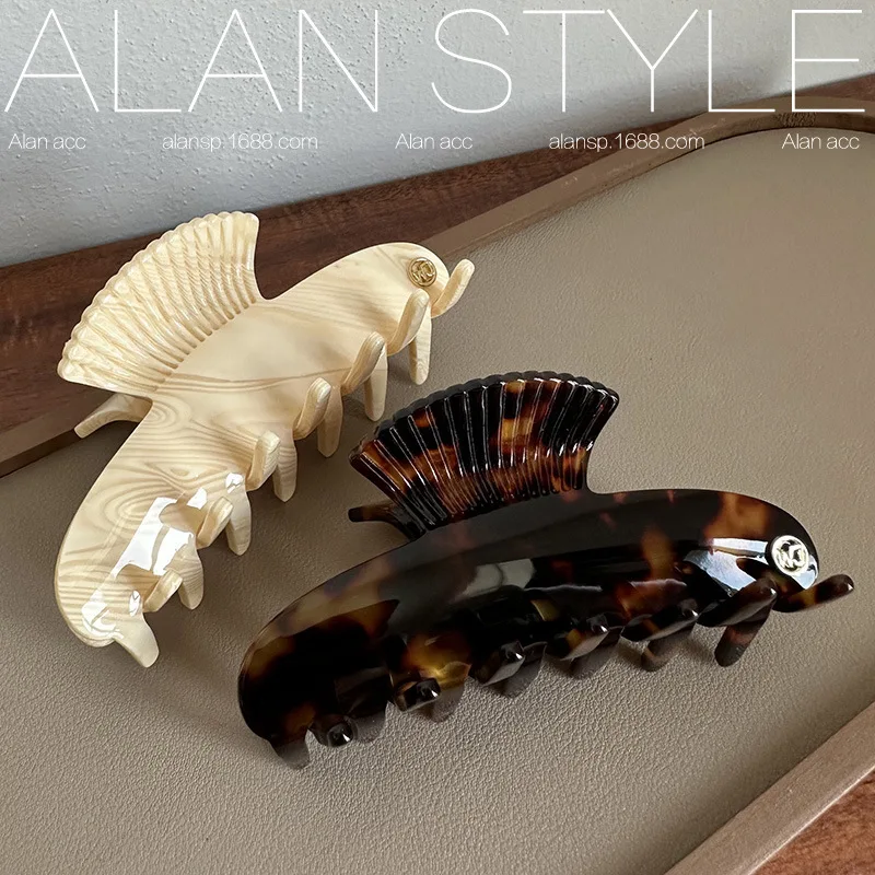 Color: GRAY - 9cm Long Acetate Hair Crabs Hair Clips Claws for Girls Rolled up Hair Style Daliy