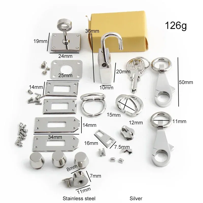 Color: green, Size: L - Gold,Silver Stainless Steel Metal Rectangle Hanger Clasp Locks For DIY Craft Handbags Purse Bags Buckles Hardware Accessories