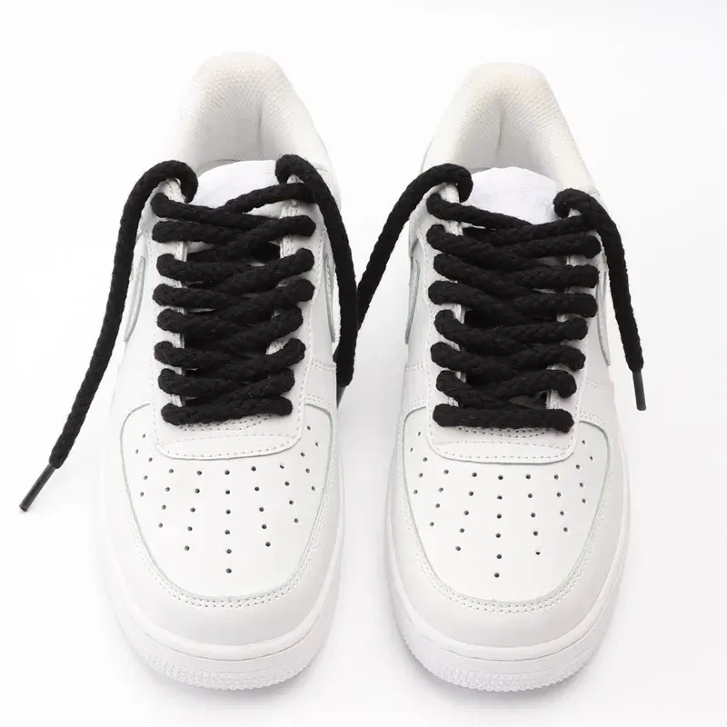 Color: GRAY, Length: 140cm, Ships From: CHINA - 1Pair Linen Cotton Sneakers Laces for Shoes 8mm Bold Round Shoelaces Quality AF1 Shoe laces 100/120/140/160/180CM Shoestrings