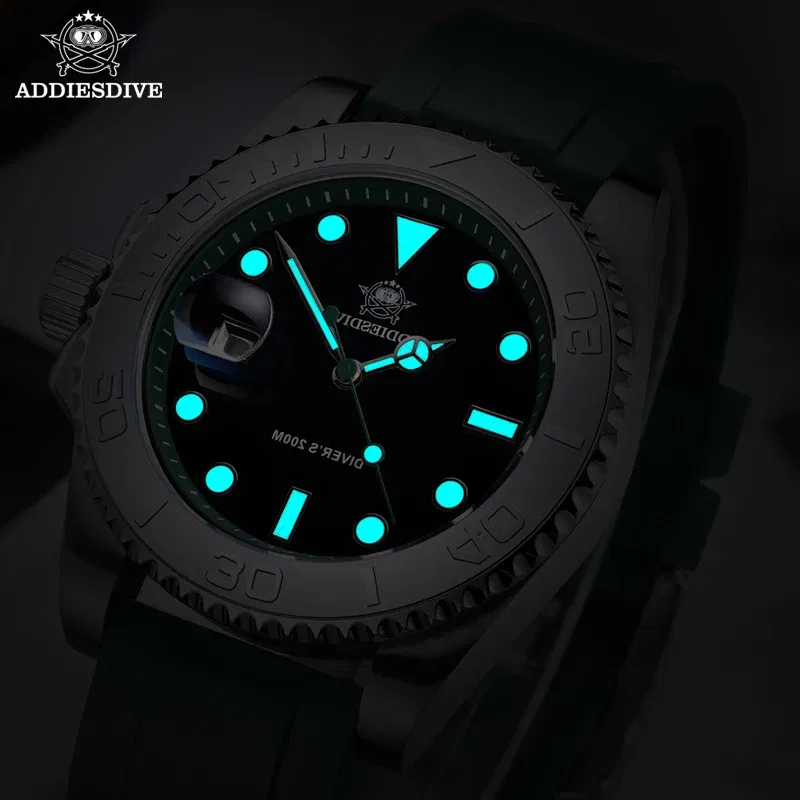 Color: BRONZE - ADDIESDIVE Rotatable Bezel Watch For Men 41mm Quartz Watch Stainless Seel BGW9 Luminous Rubber Strap 200m Diving Men's Watch New
