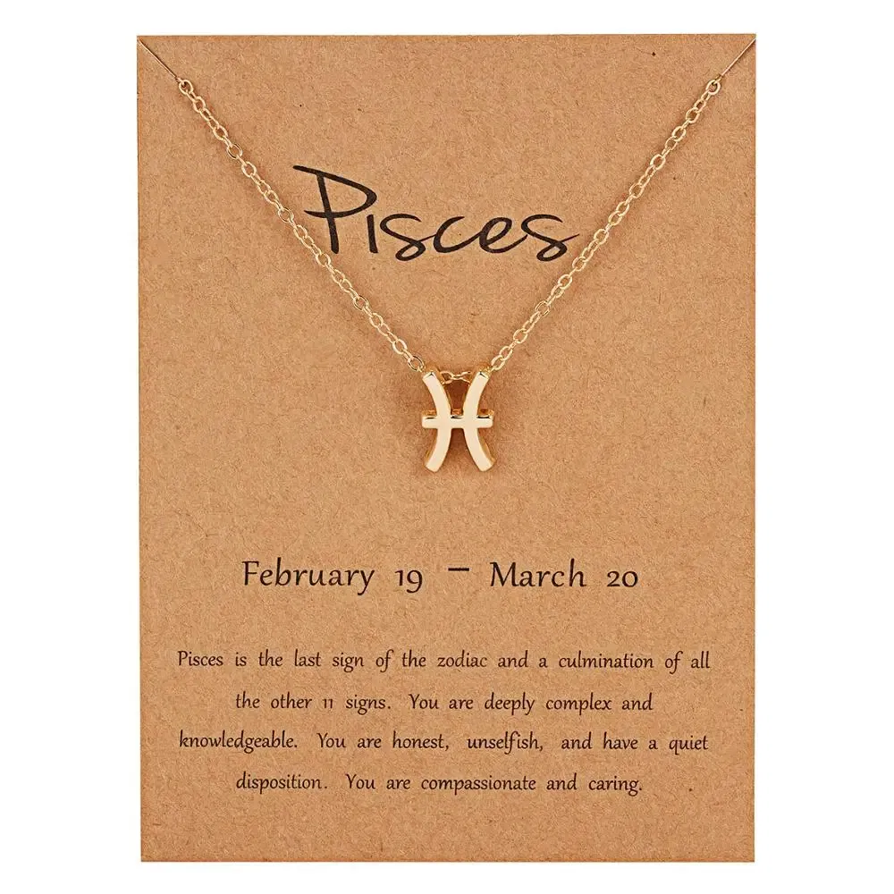 Metal Color: ROSE GOLD COLOR - 12 Constellation Pendant Necklaces Jewelry Choker Necklace Zodiac Sign Charm Necklace Birthday Gifts Aquarius Pisces Leo Virgo