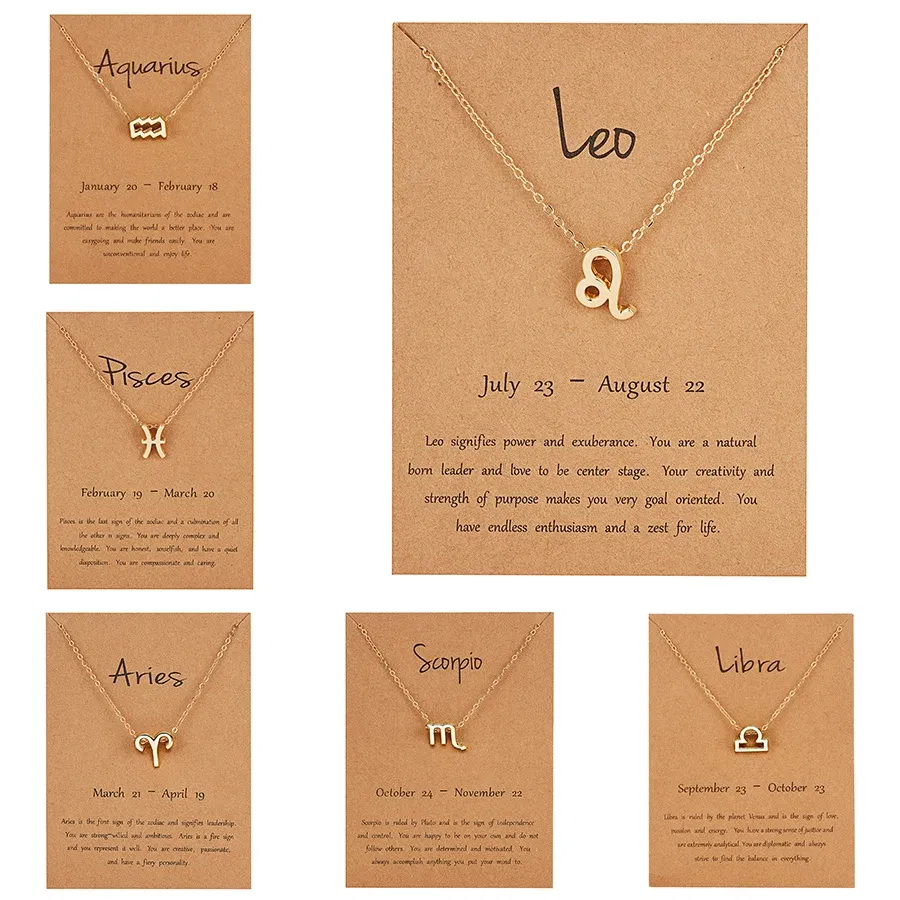 Metal Color: ROSE GOLD COLOR - 12 Constellation Pendant Necklaces Jewelry Choker Necklace Zodiac Sign Charm Necklace Birthday Gifts Aquarius Pisces Leo Virgo