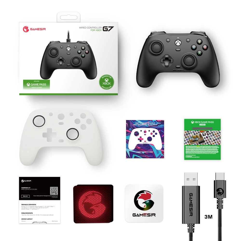 Color: WHITE, Ships From: CHINA - GameSir G7 Xbox Gaming Controller Wired Gamepad for Xbox Series X, Xbox Series S, Xbox One, ALPS Joystick PC, Replaceable panels