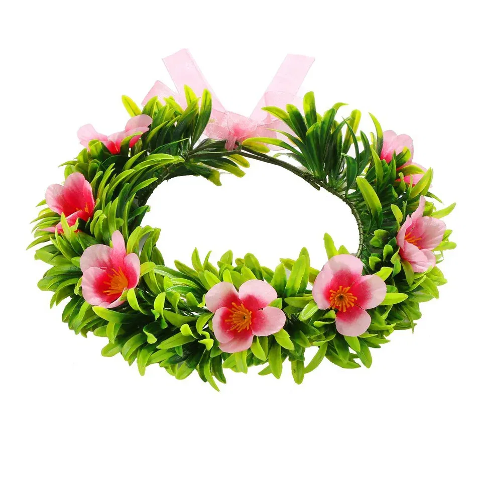 Color: green - Lovely Disney Moana 2 Dancing Flower Garland Headdress Kids Adult Hawaii Beach Floral Headgear Princess Vaina Cosplay Accessory