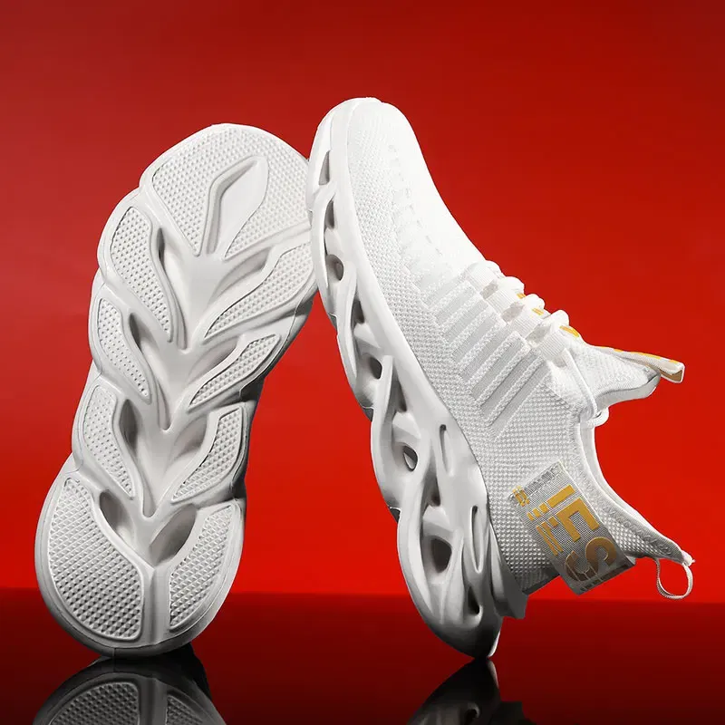 Color: WHITE, Shoe Size: 43 - Men Casual Shoes 2023 Summer New Breathable Versatile Lightweight Running Shockproof Men Sports Shoes Thick Sole Walking Gym