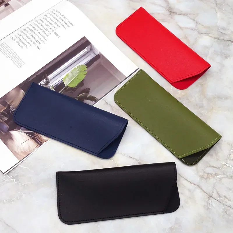 Color: Lavender, Ships From: CN - Simple Soft Leather Open Sunglasses Bag for Women Men Waterproof Reading Glasses Case Dust Storage Bag Eyewear Pocket Accessory