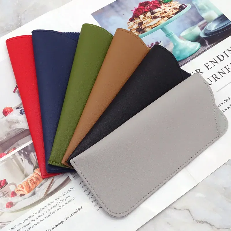 Color: Lavender, Ships From: CN - Simple Soft Leather Open Sunglasses Bag for Women Men Waterproof Reading Glasses Case Dust Storage Bag Eyewear Pocket Accessory