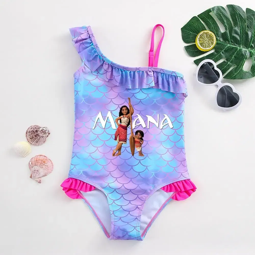 Color: Beige, Kid Size: 9M - Moana Baby Girl Mermaid Fish Scale Print Swimsuit One-Piece Swimwear Toddler Bathing Suit Beach Outfit
