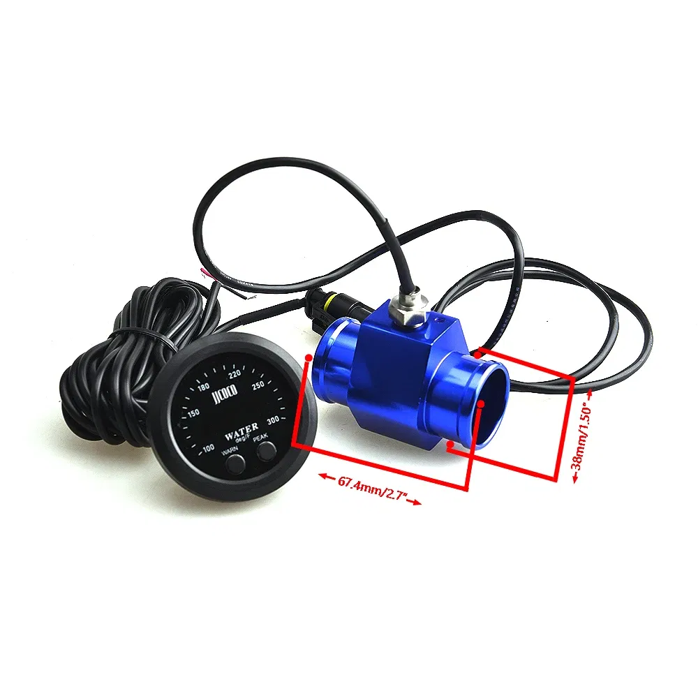 Color: Gold - 52MM 12v Racing Car Ultra-thin Water Temperature Gauge And Water Temp Joint Pipe Sensor Adapter 1/8NPT