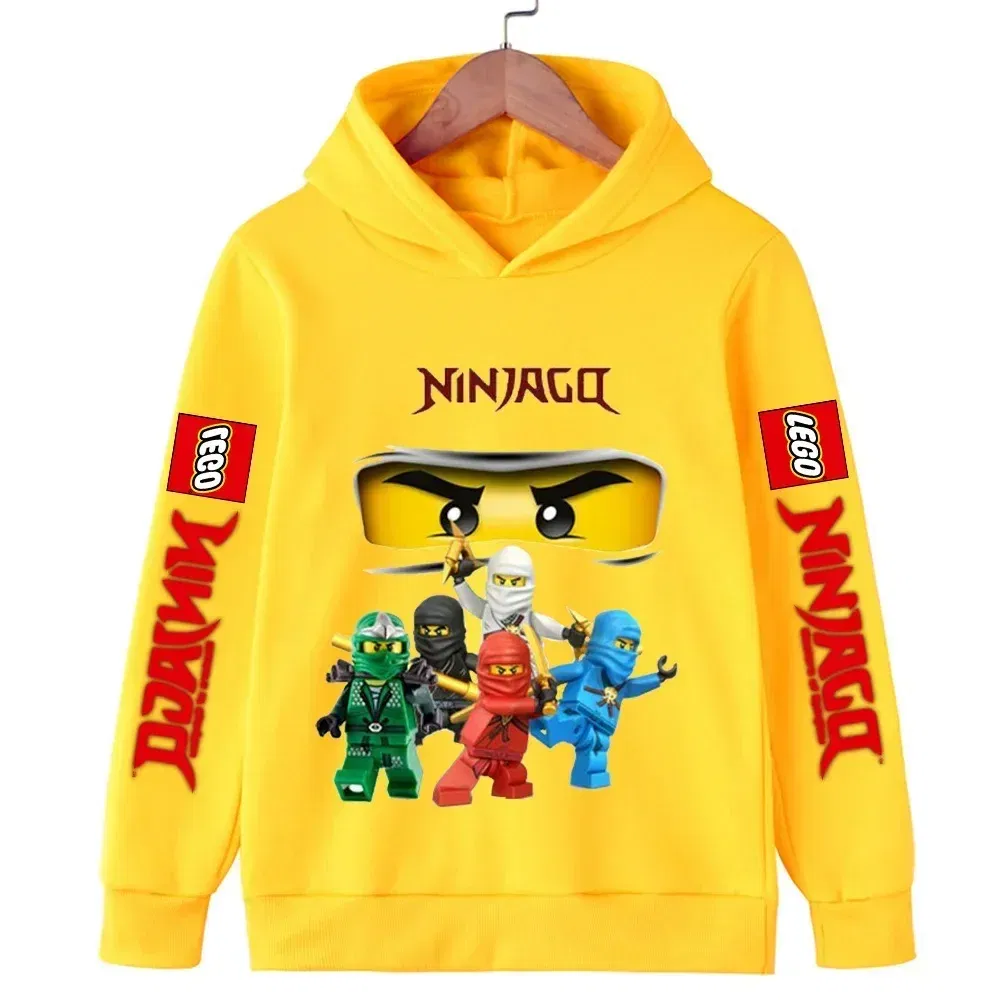 Color: Beige, Kid Size: 9 - Lego Phantom Ninja Cartoon Children's Hooded Hoodies Casual Sports Sweatshirt 3-13 Year Old Boy Kid Baby Girls Clothes Pullover