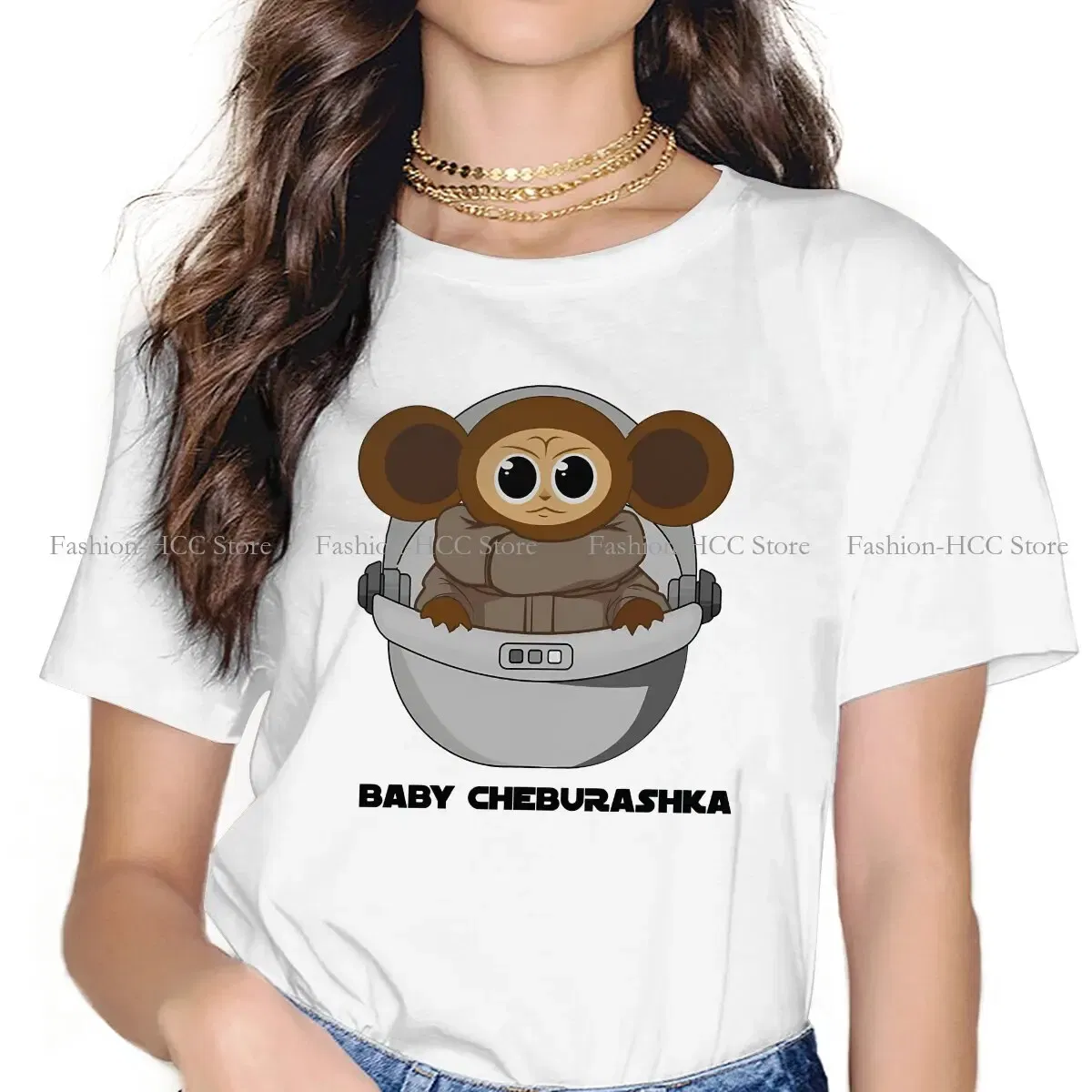 Color: WHITE, Size: XXL - Baby Newest Polyester TShirts Cheburashka Che Burashka Gena Russian Cartoon Female Style Streetwear T Shirt O Neck
