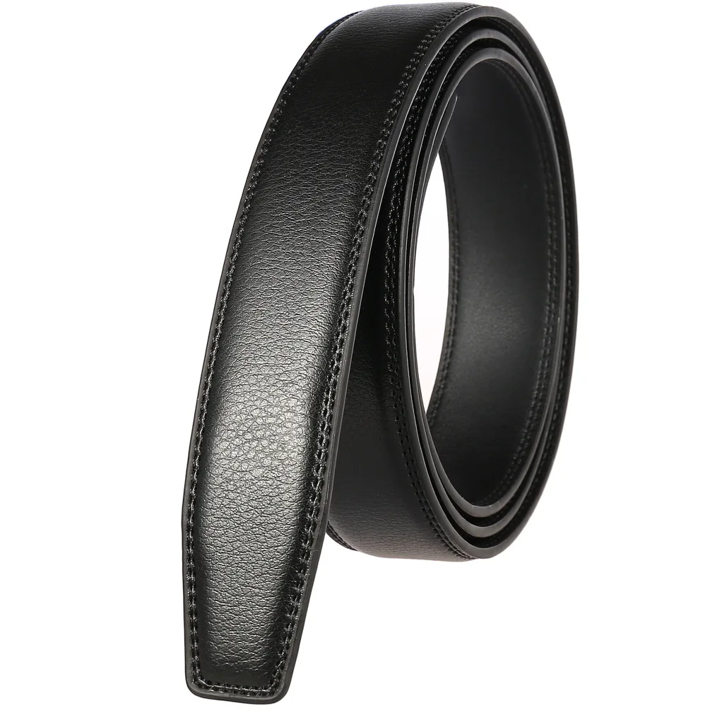 Color: black, Belt Length: 105CM - 90-130cm Brand No Buckle 3.0cm Wide Genuine Leather Automatic Belt Body Strap Without Buckle Belts Men Good Quality No Holes