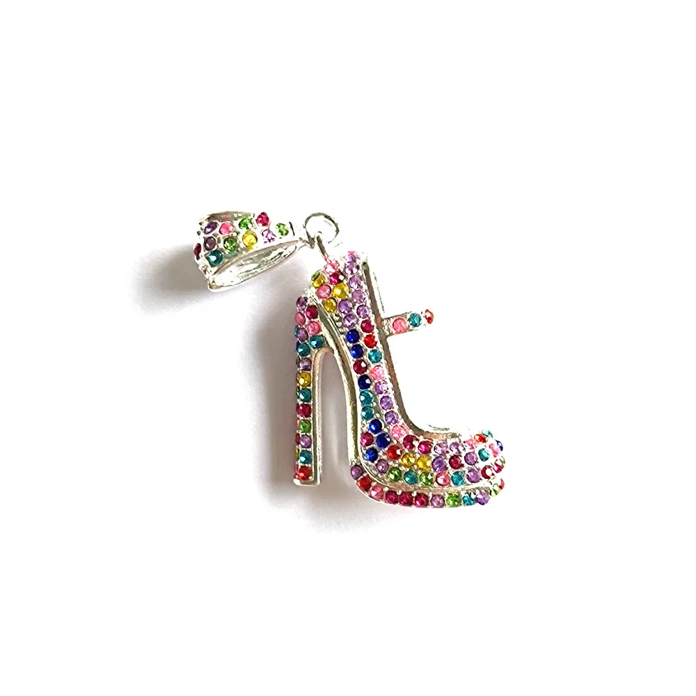 Metal color: ROSE GOLD COLOR - 1pc High Heel Shoe Charms for Women DIY Jewelry Accessories S9