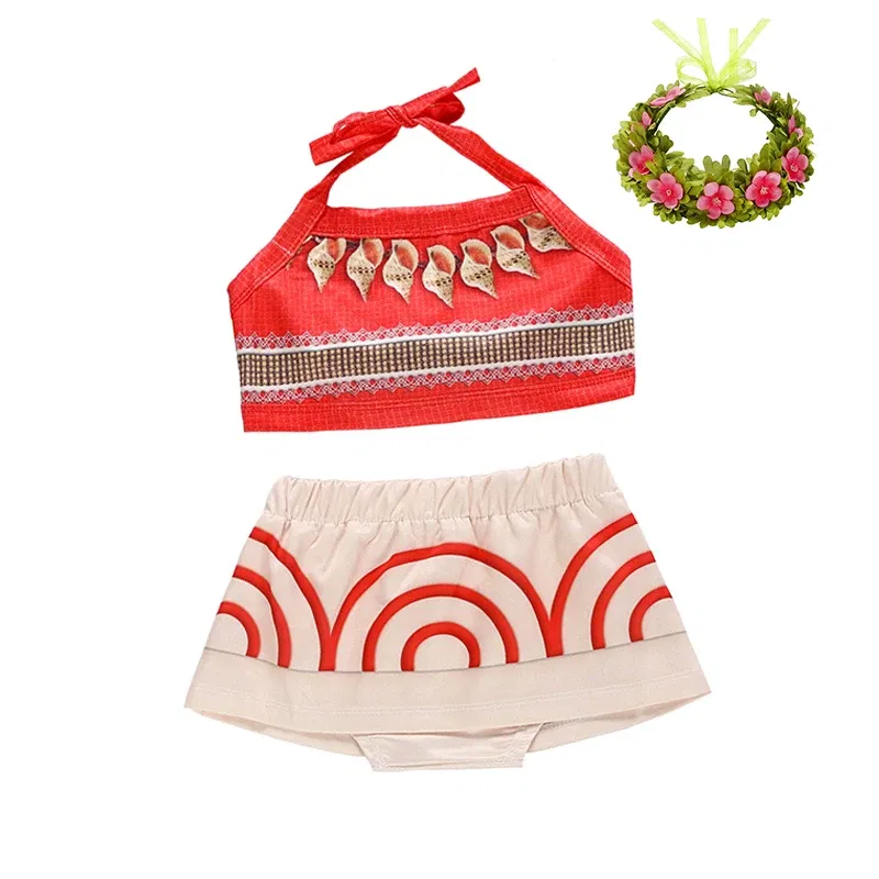 Color: Pink, Kid Size: 4T - Little Girls Dress up Moana Baby Kids Two Pieces Set Top +Pants Infant Vaiana Role Play Festival Princess Costume Casual Clothes