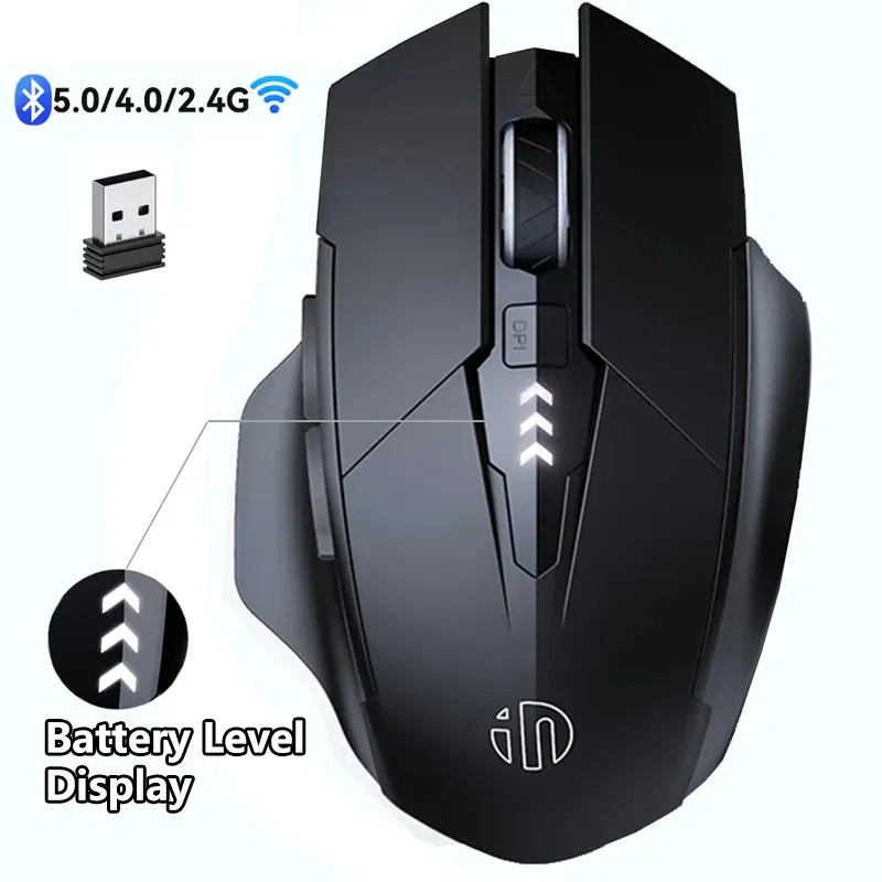 Color: WHITE - Inphic Rechargeable Wireless Mouse Ergonomic Bluetooth 5.0 2.4G Mice Office Mute Mouse For MacBook Tablet Laptops Computer PC