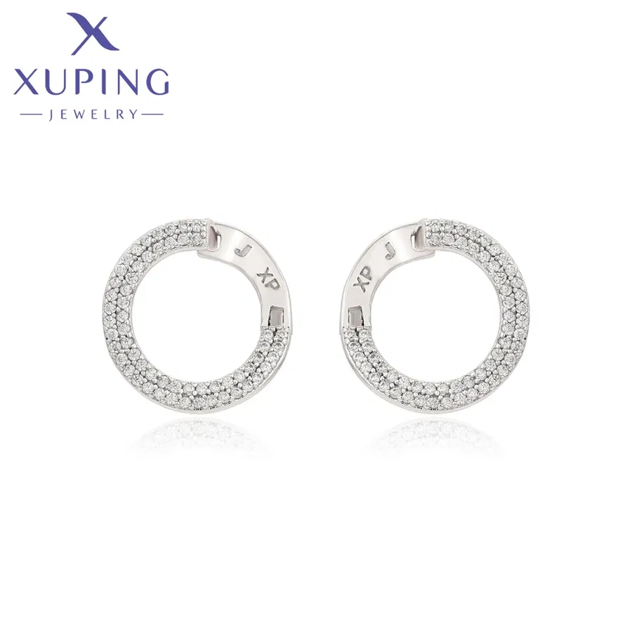 Metal Color: Rhodium Plated, Main Stone Color: WHITE - Xuping Jewelry Fashion С?µрьги Charm Simple Gold Color Earrings for Women Girl Party Copper Alloy Exquisite Gift X000463287