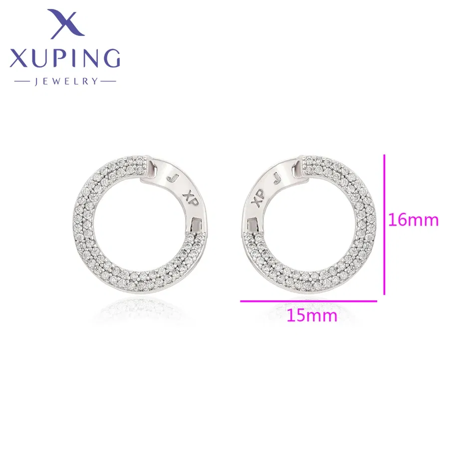 Metal Color: Rhodium Plated, Main Stone Color: WHITE - Xuping Jewelry Fashion С?µрьги Charm Simple Gold Color Earrings for Women Girl Party Copper Alloy Exquisite Gift X000463287