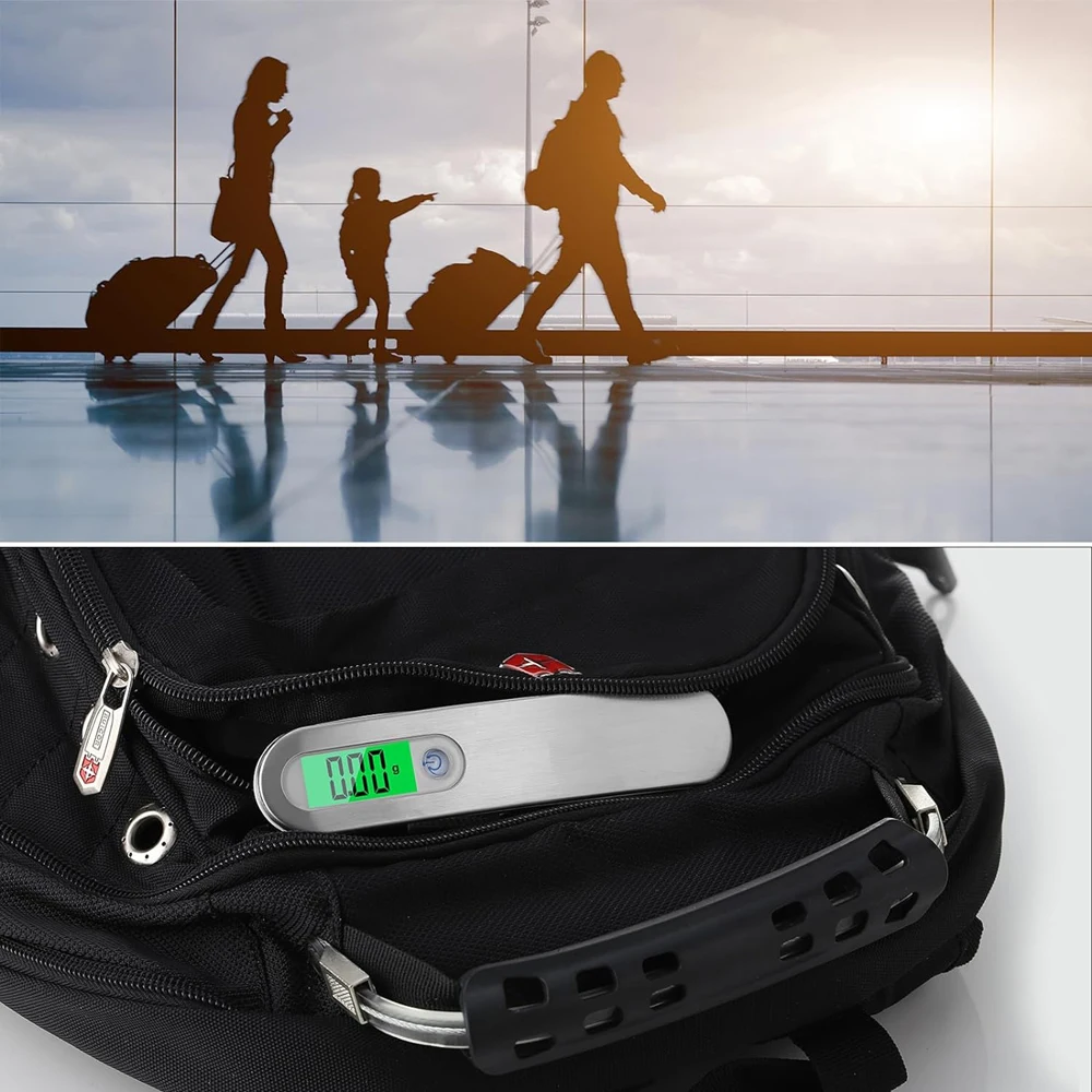 Color: Silver - 110lb/50kg Portable Electronic Hand Luggage Scale LCD Digital Display Balance Scale Suitcase Travel Weighs Baggage Weight Tool