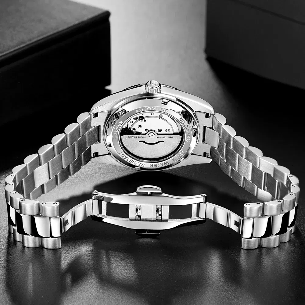 Color: Blue - CADISEN New Mens Mechanical Automatic Watch Top Brand Luxury C3 Luminous AR Sapphire MIYOTA 8215 100M Waterproof Gift Watch Men