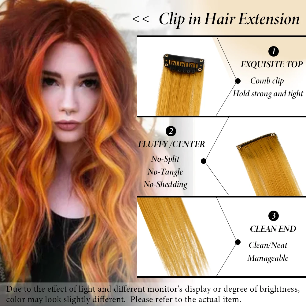 Color: 4/27HL, Stretched Length: 22inches, Ships From: CHINA - Synthetic 10 Pcs Straight Hair Extensions Clip in Hairpieces 22 Inch Hightlight Colorful Hair for Women Party Cosplay Gifts