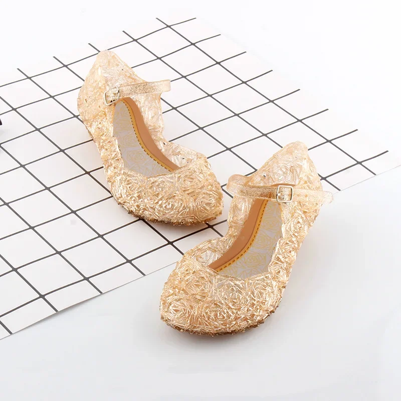 Color: Pink, Shoe Size: 1.5 - Elsa Princess Crystal Shoes for Girls 2024 New Fashion Kids Birthday Casual Sandals Shoes Baby Wedding Party Shoes