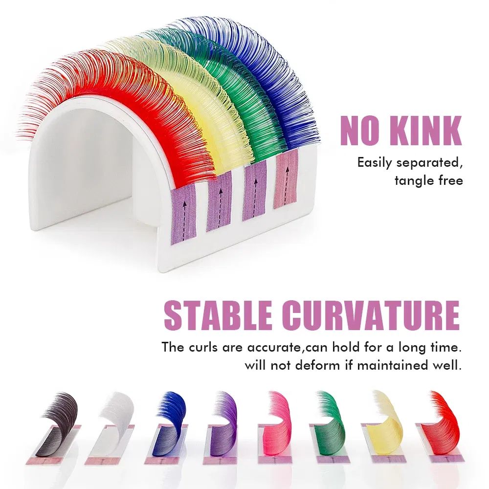 Curl: D, Thickness: 0.07mm, Length: 12mm, Ships From: CHINA - ANJOSIRMA Mix Color eyelashes Make up High Quality Soft Natural Synthetic Mink Rainbow Eyelash Extension Supplies 8 Colors Mix