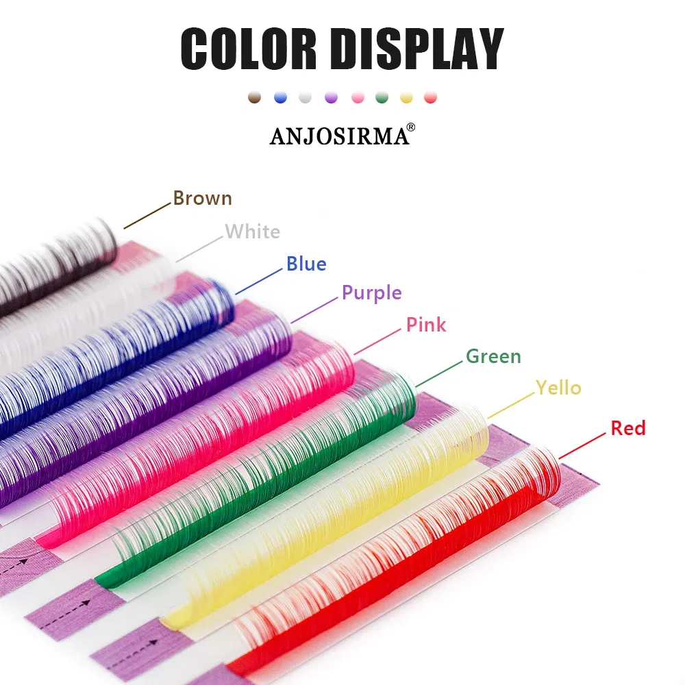 Curl: D, Thickness: 0.07mm, Length: 12mm, Ships From: CHINA - ANJOSIRMA Mix Color eyelashes Make up High Quality Soft Natural Synthetic Mink Rainbow Eyelash Extension Supplies 8 Colors Mix