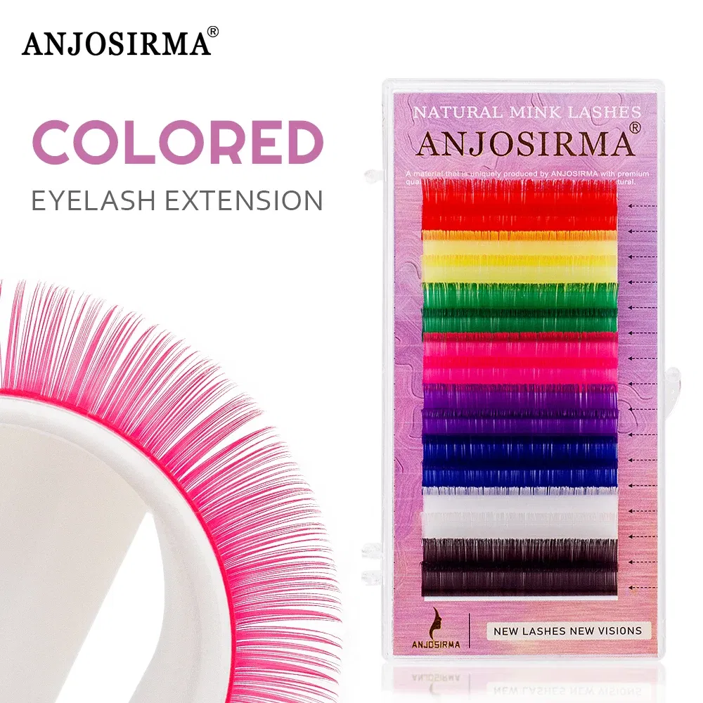 Curl: D, Thickness: 0.07mm, Length: 12mm, Ships From: CHINA - ANJOSIRMA Mix Color eyelashes Make up High Quality Soft Natural Synthetic Mink Rainbow Eyelash Extension Supplies 8 Colors Mix