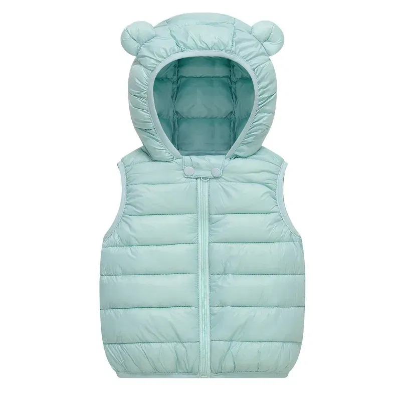Color: Pink, Kid Size: 3T - Baby Boys Girl Warm Down Vest Toddler Cotton Waistcoat Children Autumn and Winter Clothes Kids Hooded Jackets 1-6 Years Old