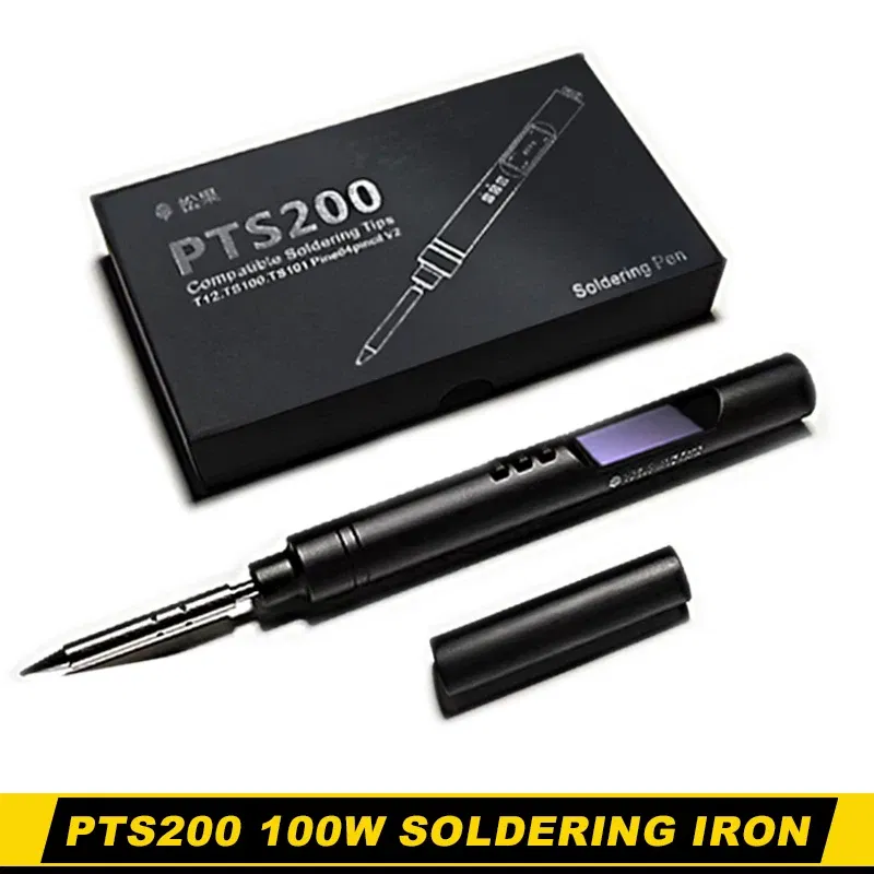 Color: Dark blue, Ships From: CHINA - PTS200 Smart Electric Soldering Iron 100W Mini Portable Fast Heating Soldering Station Universal TS101/TS100 Soldering Iron Tip